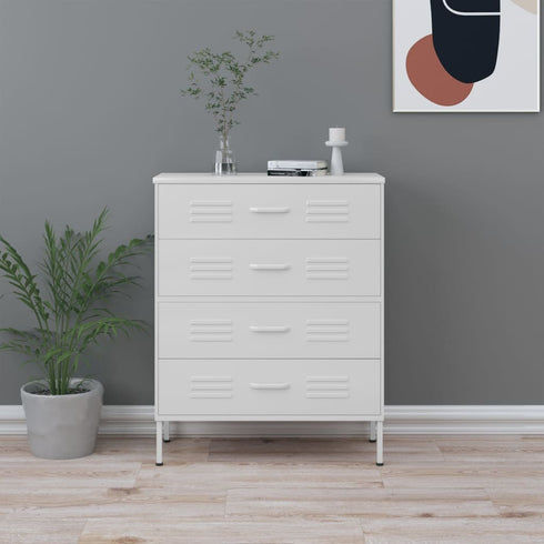 Lady Jillian -  Chest of Drawers White 80x35x101,5 cm Steel